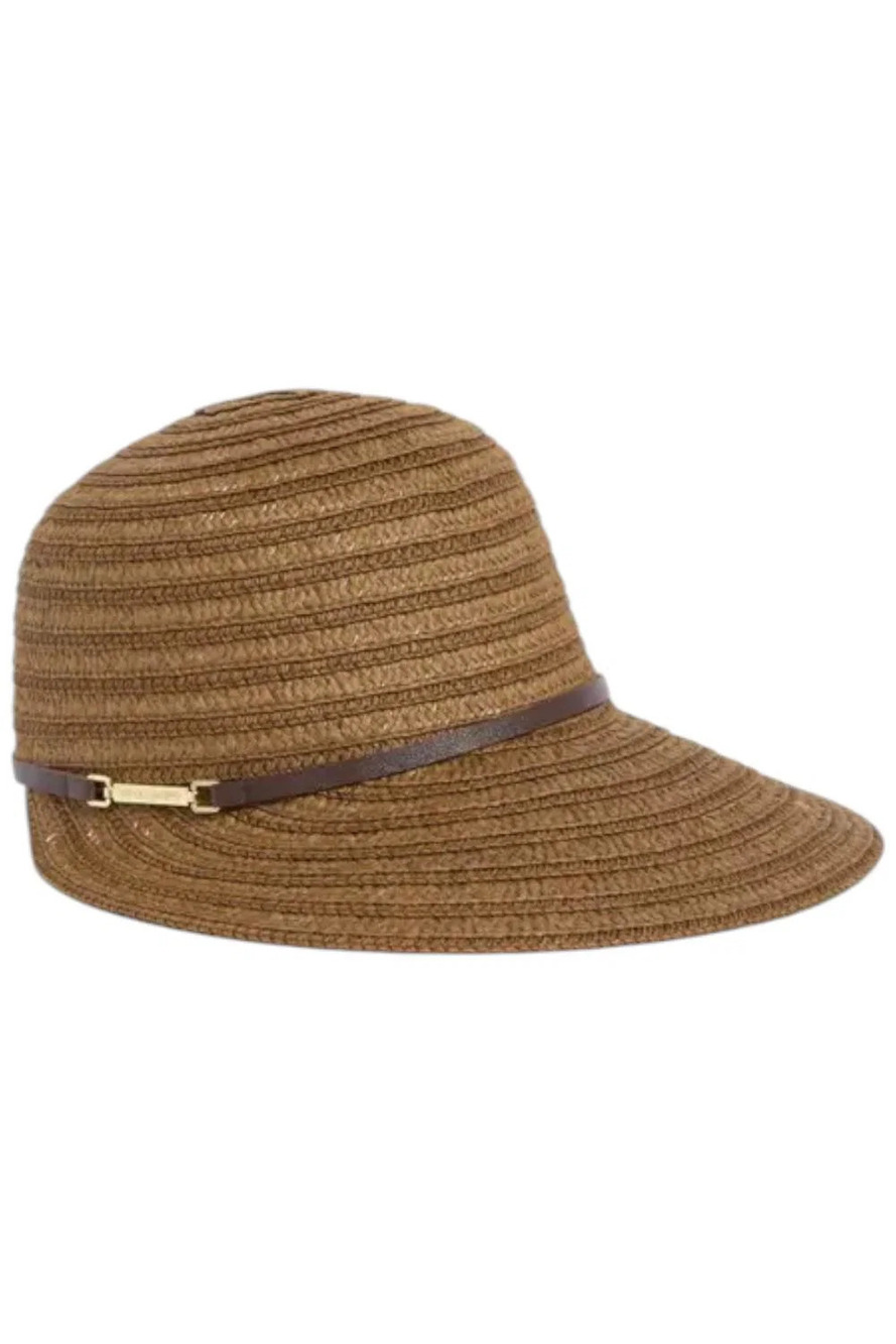 Vince Camuto Tonal Straw Face Framer Visor Hat Brown